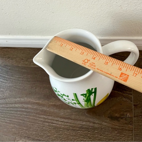 White Ceramic Pitcher with Herb and Lemon Design from Portugal - Picture 3 of 13